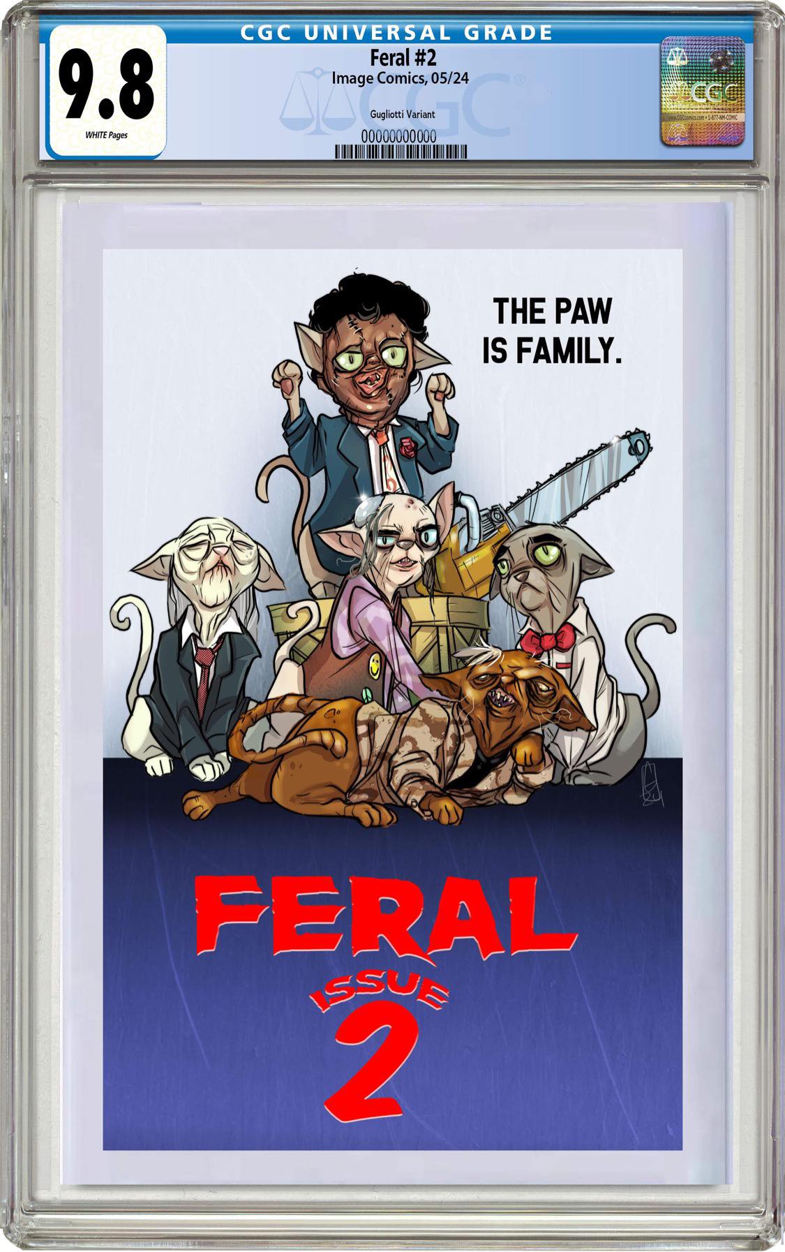 FERAL #2 CHRIS GUGLIOTTI "TEXAS CHAINSAW MASSACRE PART 2 BREAKFAST CLUB" HOMAGE- 1ST PRINTING