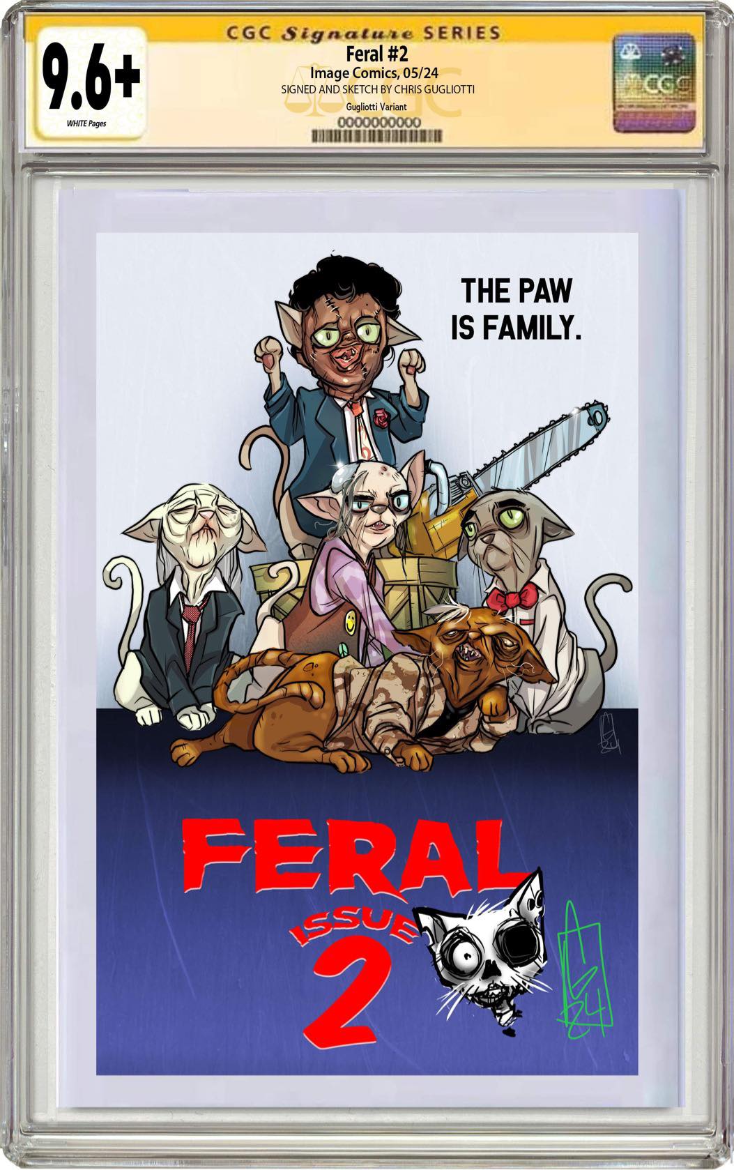 FERAL #2 CHRIS GUGLIOTTI "TEXAS CHAINSAW MASSACRE PART 2 BREAKFAST CLUB" HOMAGE- 1ST PRINTING